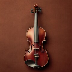 Fototapeta premium Antique violin on brown background. Studio shot.