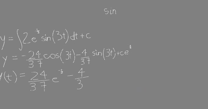 Animation of math graps and data over grey background