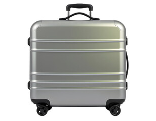 Silver Rolling Suitcase with Telescopic Handle and Wheels