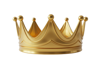 Isolated, luxurious gold crown for royalty, a symbol of power and success, royal leadership