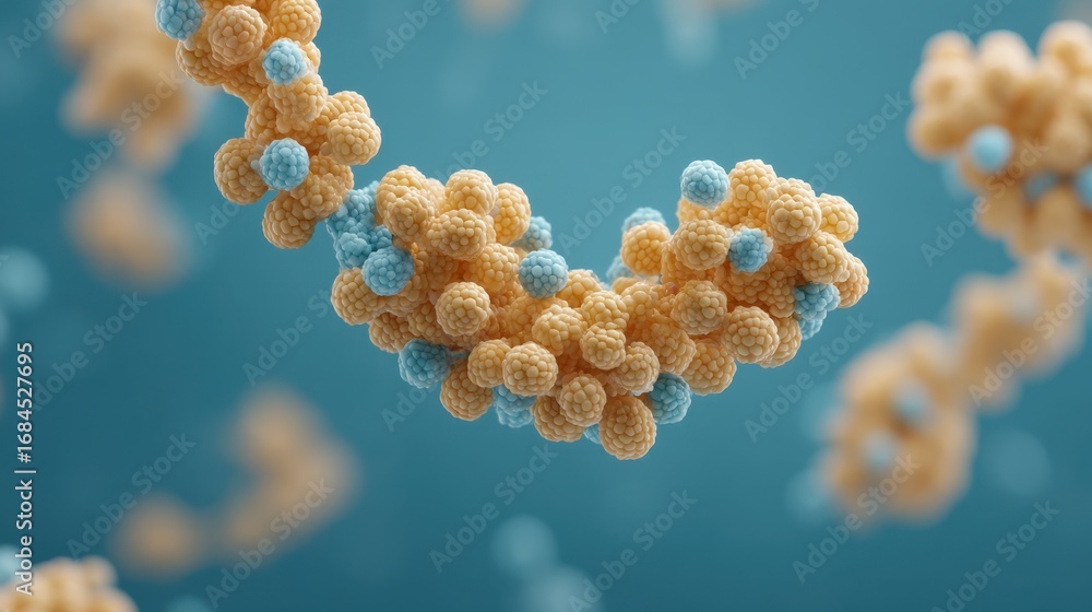 Poster detailed visualization of colorful molecular structures in a scientific background highlighting the 