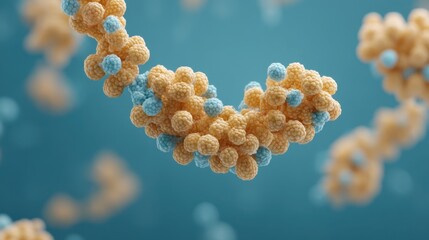 Detailed Visualization of Colorful Molecular Structures in a Scientific Background Highlighting the Complexity of Biological Components