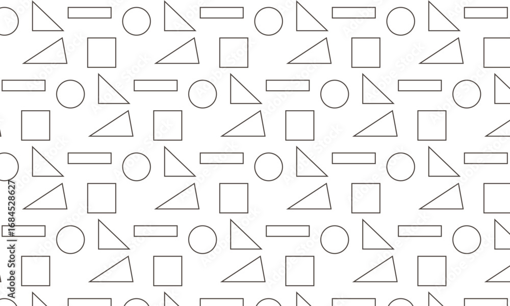 Fototapete geometric pattern background with triangles, circles, squares, and rectangles on a transparent backd