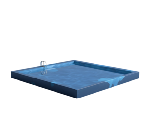 Square Swimming Pool with Ladder and Water