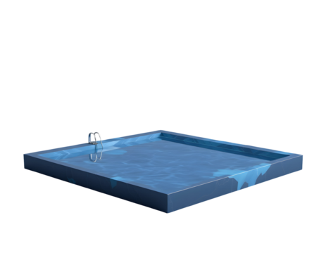 Square Swimming Pool with Ladder and Water