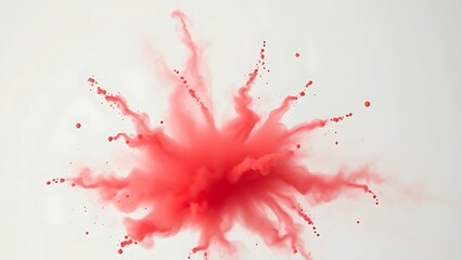 Dramatic red powder explosion against white, captured with dynamic motion blur.