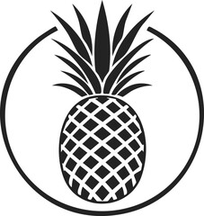 Obraz premium Pineapple Fruit Vector Logo in Minimalist Black and White, Ideal for Modern Branding and Visual Identity 