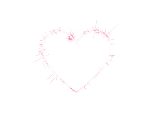 Neon Heart Outline on Transparent Background