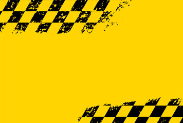 F1 Chequered Flag Distressed Yellow and Black Checkerboard.