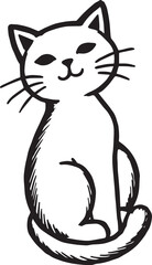 Cat Doodle Black and White Illustration Vector Image Cute Kitten Sketch Line Art Drawing Silhouette