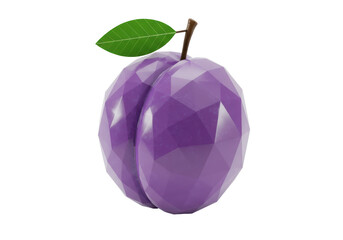 Isolated Fruit Illustration of Purple Plum, Geometric Abstract, Stylized Food Art