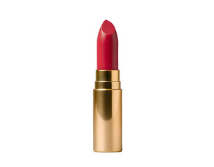 Fototapeta premium Gold Lipstick Tube with Bright Red Lipstick