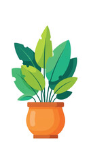 Fototapeta premium Vibrant Green Houseplant in Orange Pot.