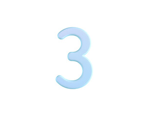 3D Rendered Number 3 Isolated on Transparent Background