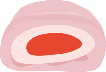 Illustration of Daifuku Mochi with Azuki Bean Paste