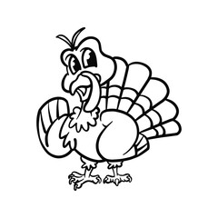 Thanksgiving Turkey Hand Drawn Cartoon Art Lineart