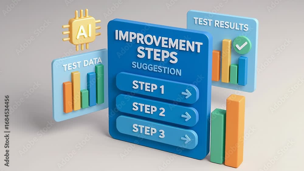 Poster test data result comparison and improvement steps suggest industry progress with ai driven analysis,