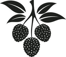 Lychee Fruit Vector Logo in Minimalist Black and White, Ideal for Modern Branding and Visual Identity

