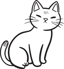 Cat Doodle Black and White Illustration Vector Image Cute Kitten Sketch Line Art Drawing Silhouette
