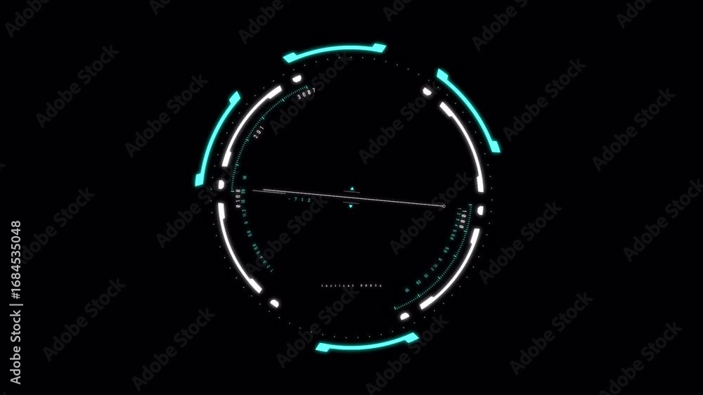 Poster futuristic hud interface: dynamic digital gauge on black background