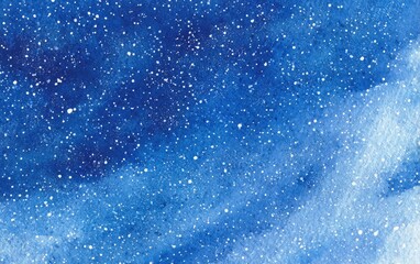 Obraz premium A watercolor painting of a starry night sky, with varying shades of blue and white speckles
