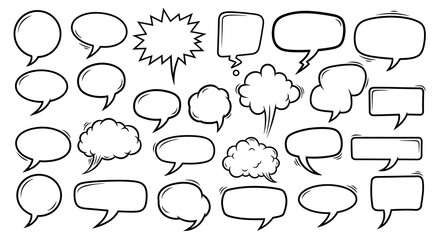 Fototapeta premium Whimsical array of diverse speech bubbles embodying communication and expression through various