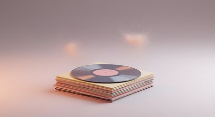 Vinyl Record on Album Stack
