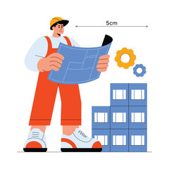 Builder Looking Architectural flat Vector Illustration 