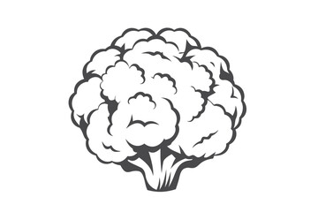 Cauliflower Silhouette Isolated Vector, Vegetables, Ingredient, Vegetarian Food