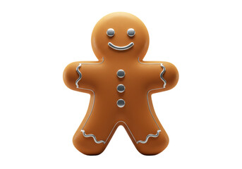 Isolated festive gingerbread man decoration a delicious holiday sugar cookie treat, smiling