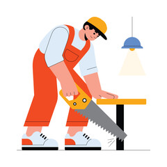 Obraz premium Carpenter cut flat Vector Illustration 