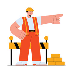 Civil Engineer Looking flat Vector Illustration 