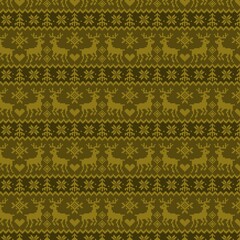 Gold reindeer seamless pattern