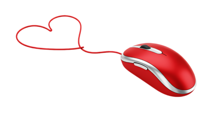 stylish elegant modern detailed professional high quality Red Computer Mouse with Heart Shaped Cord