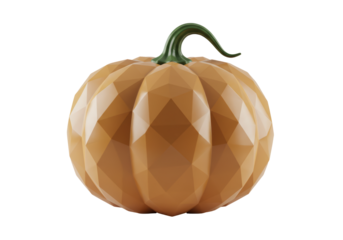 Isolated polygonal pumpkin, symbol of autumn harvest and Halloween season in minimal style