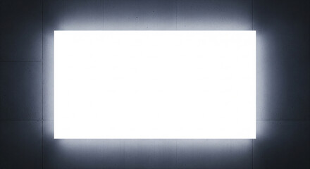 Obraz premium A bright white rectangular light panel glowing against a dark, shadowy background, creating a luminous effect.
