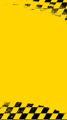 Formula One Flags Yellow Background with Checkered Borders.