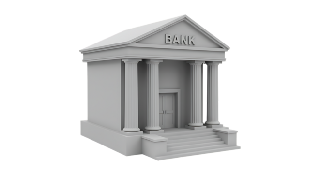 stylish elegant modern detailed professional high quality 3D White Bank Building with Columns