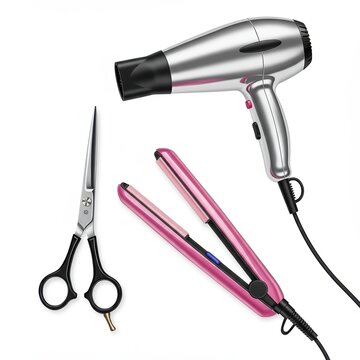 Hairdressing Tools Set with Scissors, Hair Dryer, and Straightener
