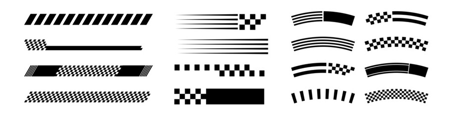 Formula One Flags Black and White Racing Borders.