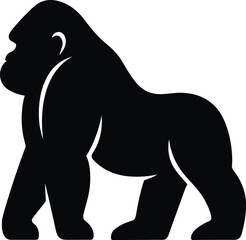 Gorilla silhouette, black minimal, vector transparent