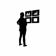 Analyst studying smart city business communication charts silhouette