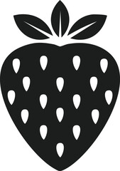 Strawberry Fruit Vector Logo in Minimalist Black and White, Ideal for Modern Branding and Visual Identity
