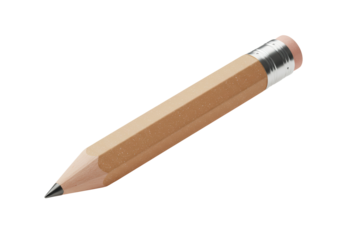 Isolated unsharpened hexagon pencil with eraser for school assignments and learning