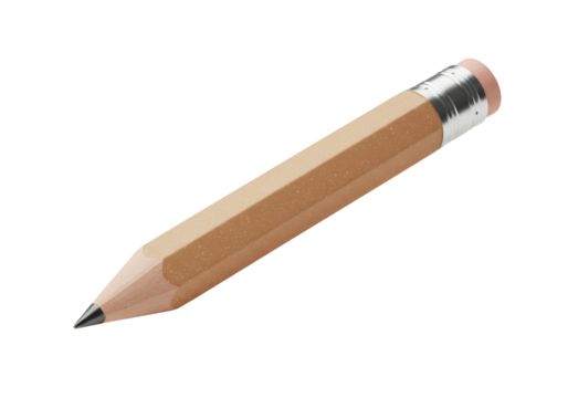 Isolated unsharpened hexagon pencil with eraser for school assignments and learning