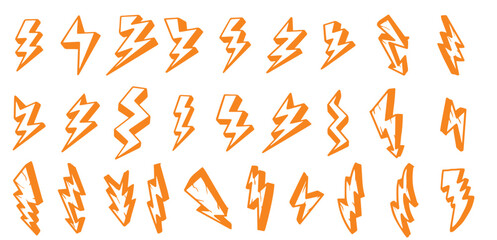 Hand drawn doodle thunderstorm lightning spark voltage electric shock scribble