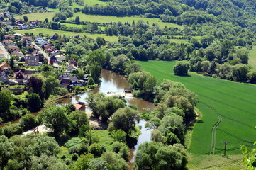 Panorama at the River Saale in the Town Dornburg, Thuringia