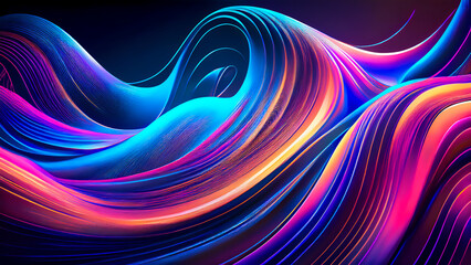Fluid Neon Abstract Waves Vibrant Futuristic Digital Art
