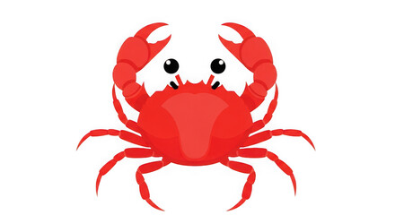 A bright red cartoon crab with big eyes and claws raised, isolated on transparent background