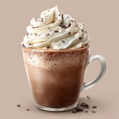 Delicious hot chocolate topped with whipped cream and chocolate shavings